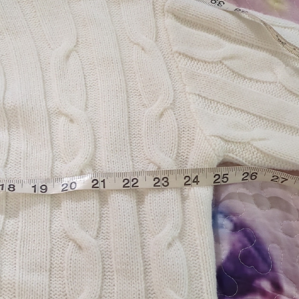 Size XL My Style Women's White Cable Knit Cardigan Sweater - Picture 10 of 16